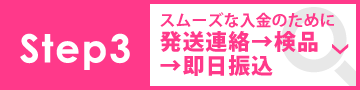 【STEP3】発送連絡→商品到着、検品→即日振込